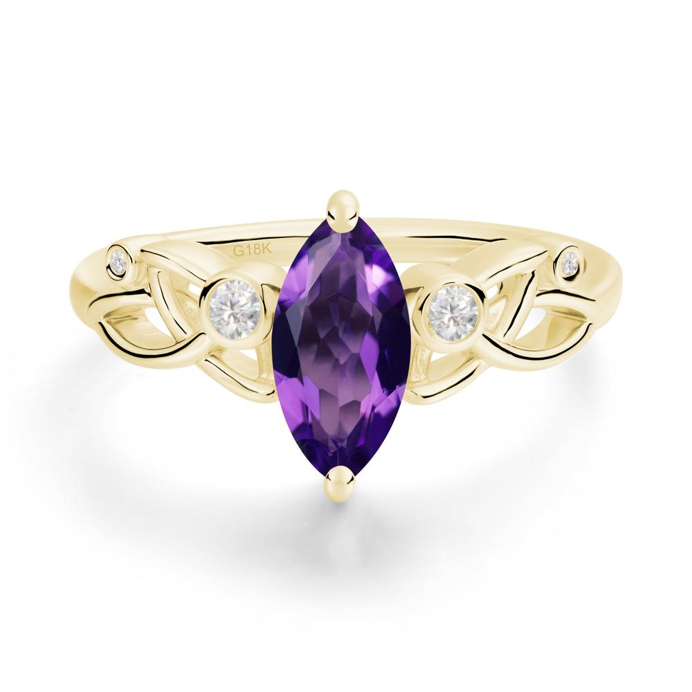 Marquise Cut Amethyst Celtic Ring - LUO Jewelry #metal_18k yellow gold