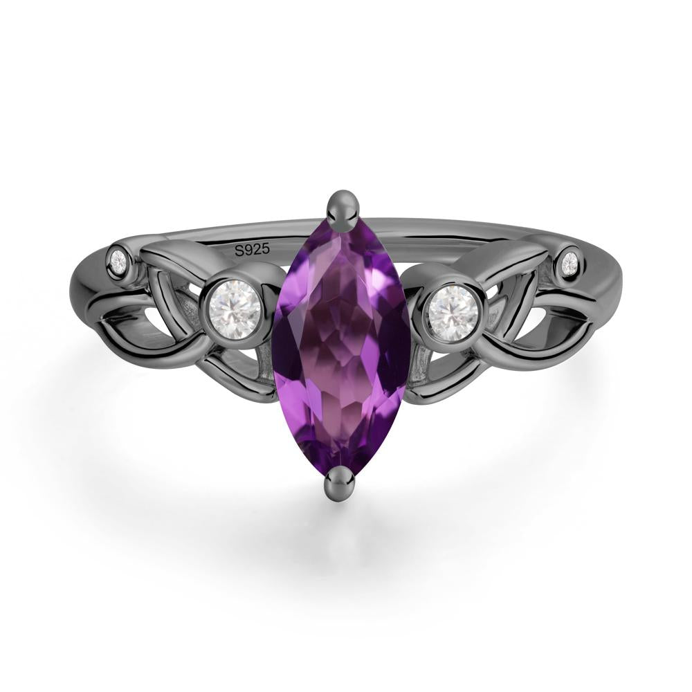 Marquise Cut Amethyst Celtic Ring - LUO Jewelry #metal_black finish sterling silver