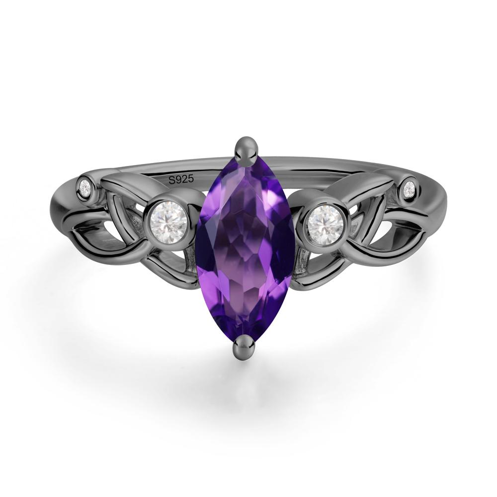 Marquise Cut Amethyst Celtic Ring - LUO Jewelry #metal_black finish sterling silver