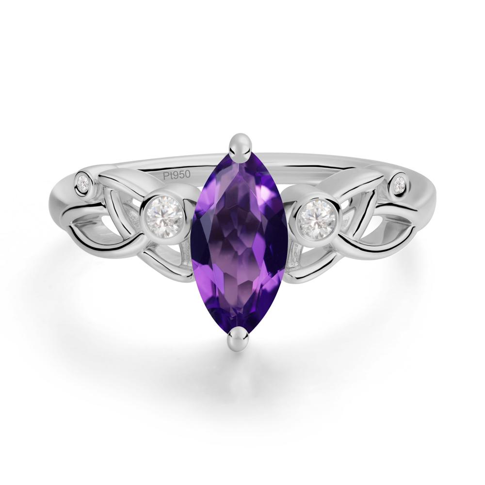 Marquise Cut Amethyst Celtic Ring - LUO Jewelry #metal_platinum