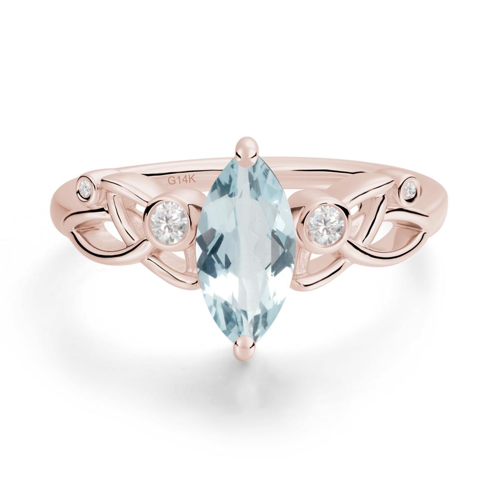 Marquise Cut Aquamarine Celtic Ring - LUO Jewelry #metal_14k rose gold