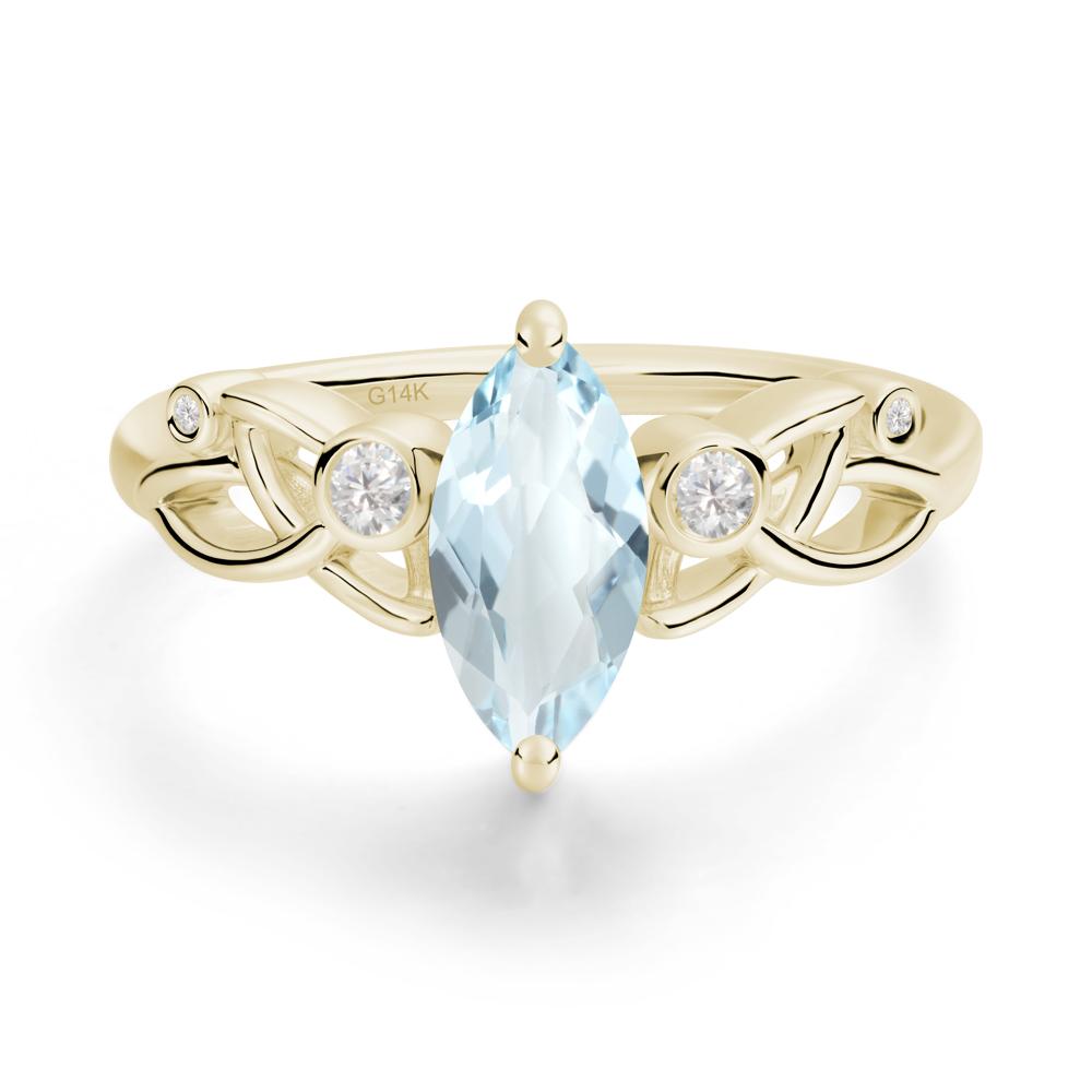 Marquise Cut Aquamarine Celtic Ring - LUO Jewelry #metal_14k yellow gold