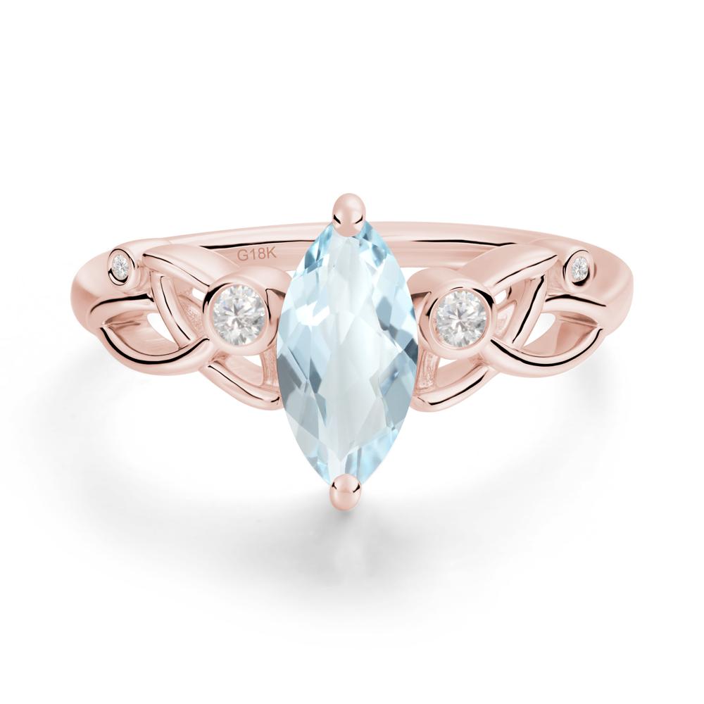 Marquise Cut Aquamarine Celtic Ring - LUO Jewelry #metal_18k rose gold