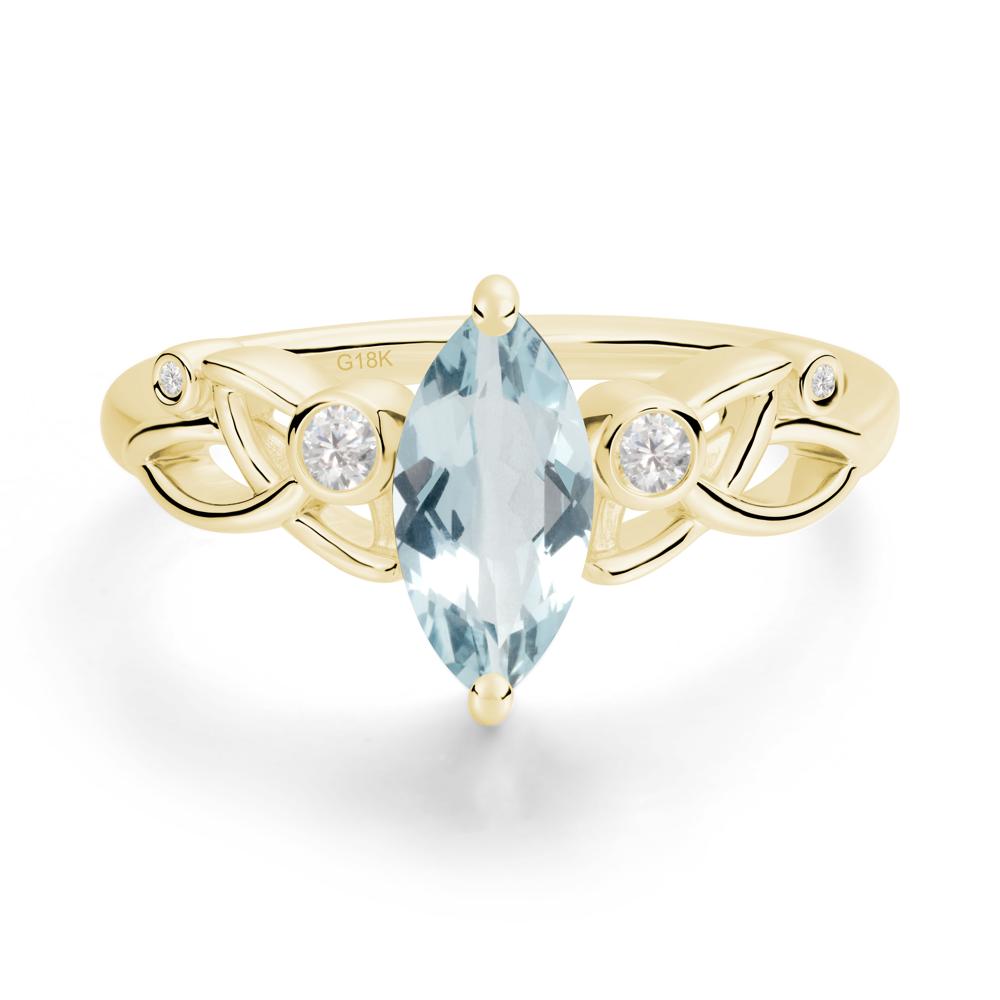 Marquise Cut Aquamarine Celtic Ring - LUO Jewelry #metal_18k yellow gold