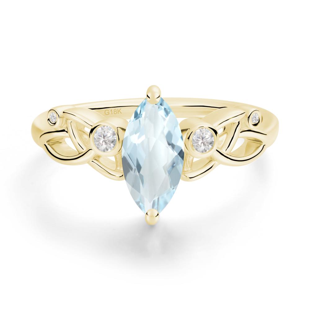 Marquise Cut Aquamarine Celtic Ring - LUO Jewelry #metal_18k yellow gold