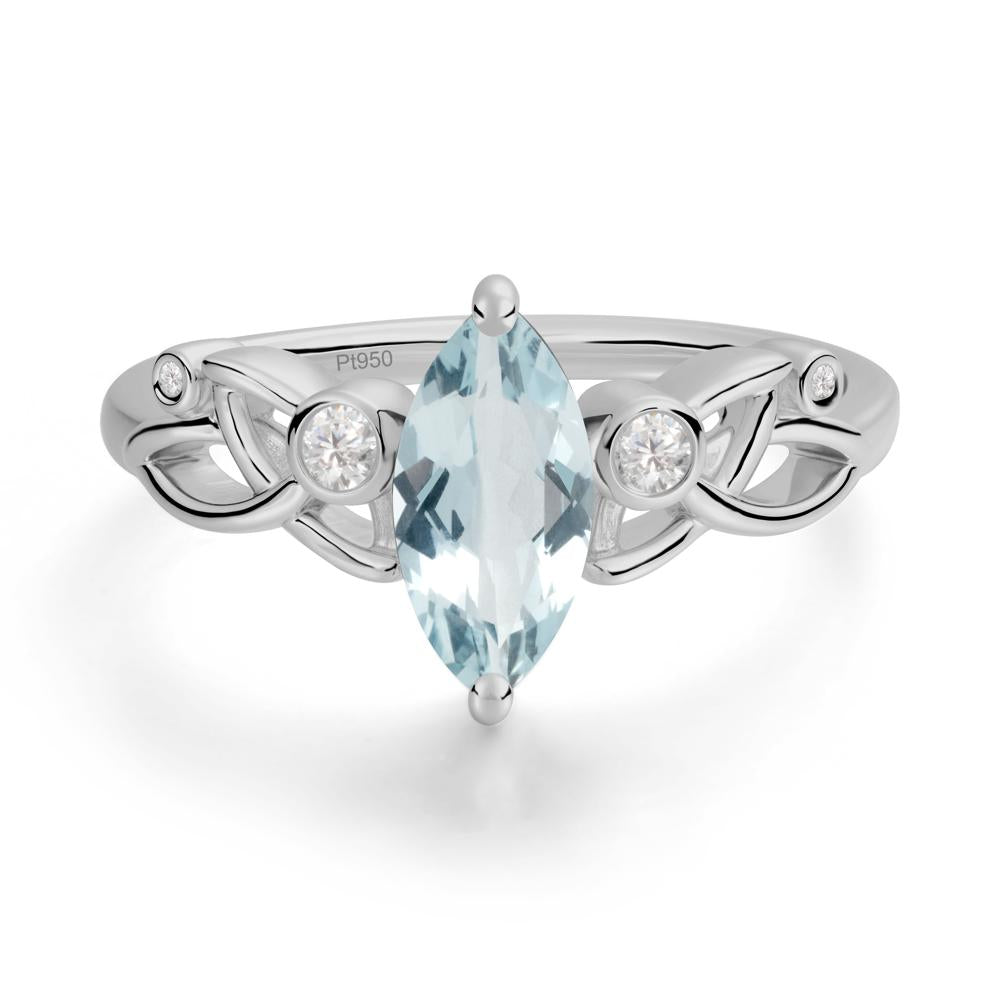Marquise Cut Aquamarine Celtic Ring - LUO Jewelry #metal_platinum