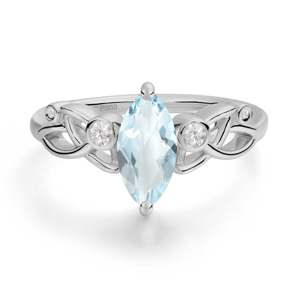 Marquise Cut Aquamarine Celtic Ring - LUO Jewelry #metal_platinum