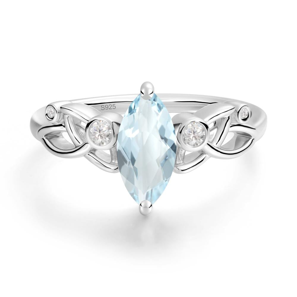 Marquise Cut Aquamarine Celtic Ring - LUO Jewelry #metal_sterling silver