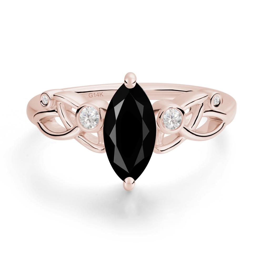 Marquise Cut Black Spinel Celtic Ring - LUO Jewelry #metal_14k rose gold