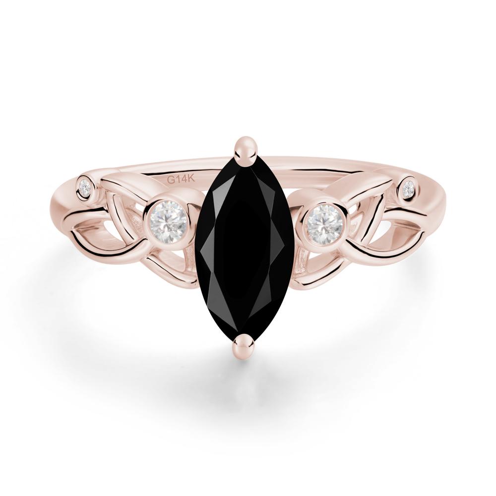 Marquise Cut Black Spinel Celtic Ring - LUO Jewelry #metal_14k rose gold