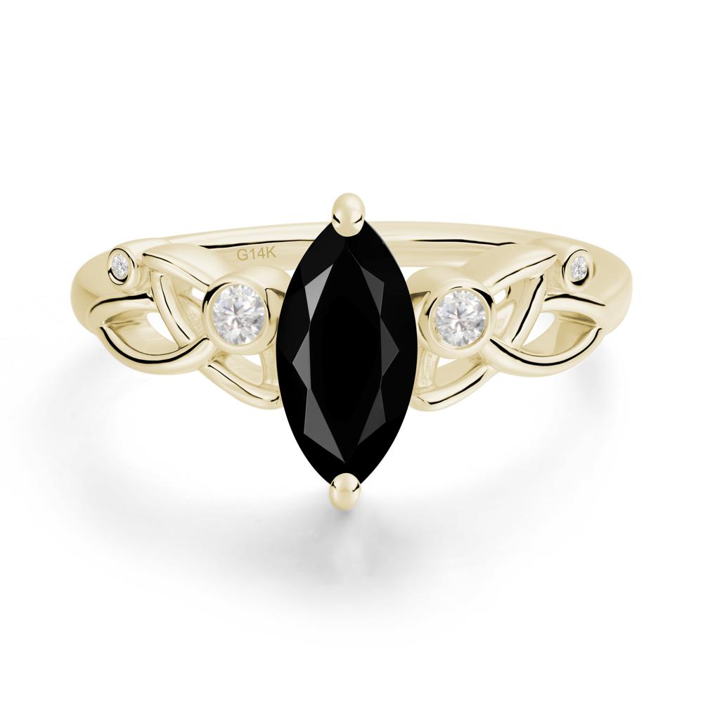 Marquise Cut Black Spinel Celtic Ring - LUO Jewelry #metal_14k yellow gold