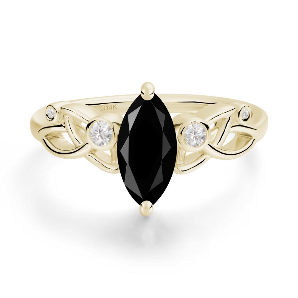 Marquise Cut Black Spinel Celtic Ring - LUO Jewelry #metal_14k yellow gold