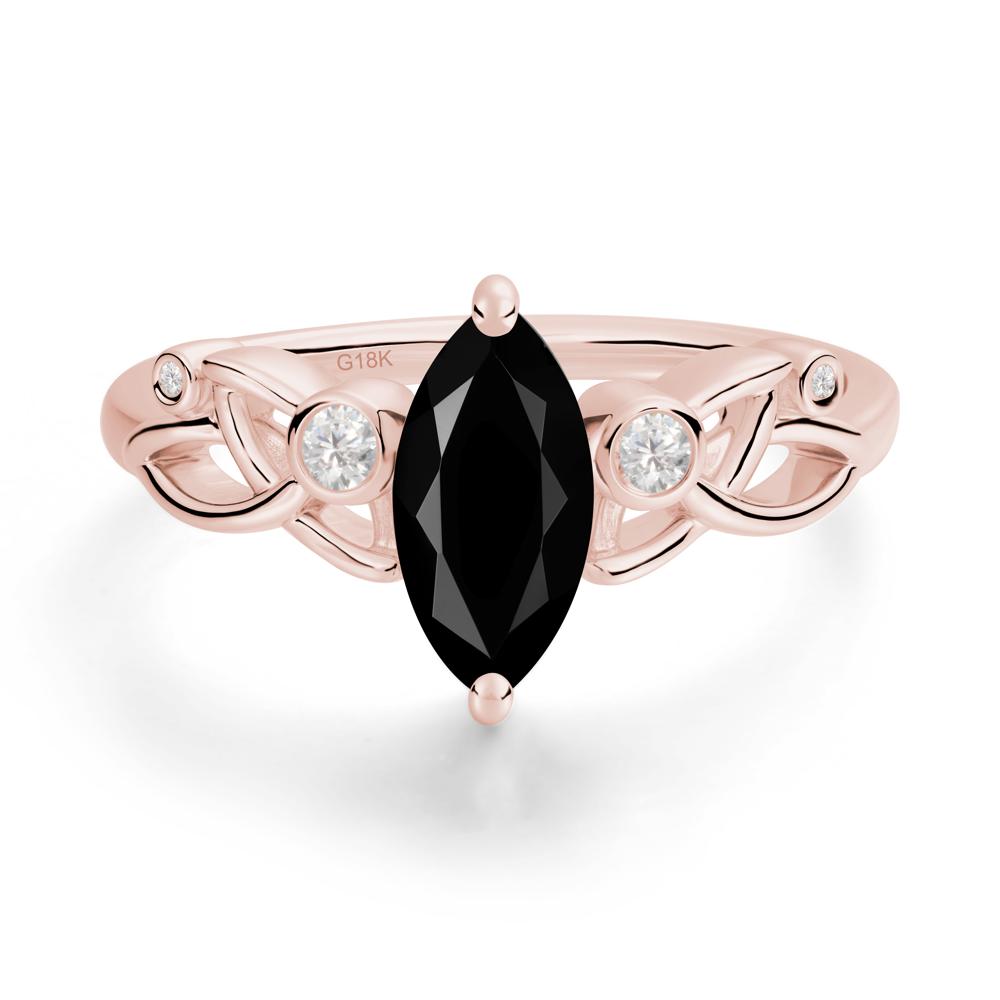 Marquise Cut Black Spinel Celtic Ring - LUO Jewelry #metal_18k rose gold