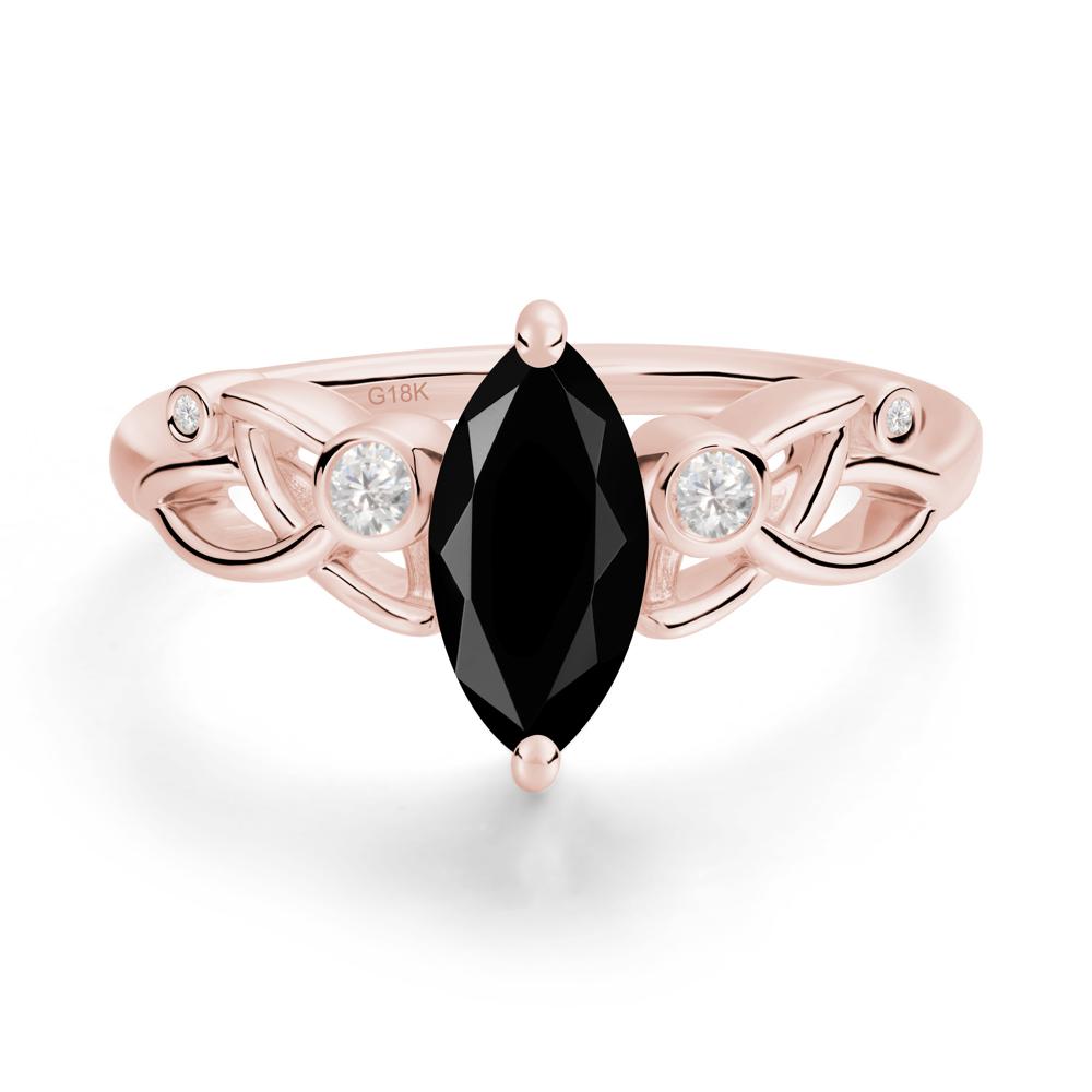 Marquise Cut Black Spinel Celtic Ring - LUO Jewelry #metal_18k rose gold