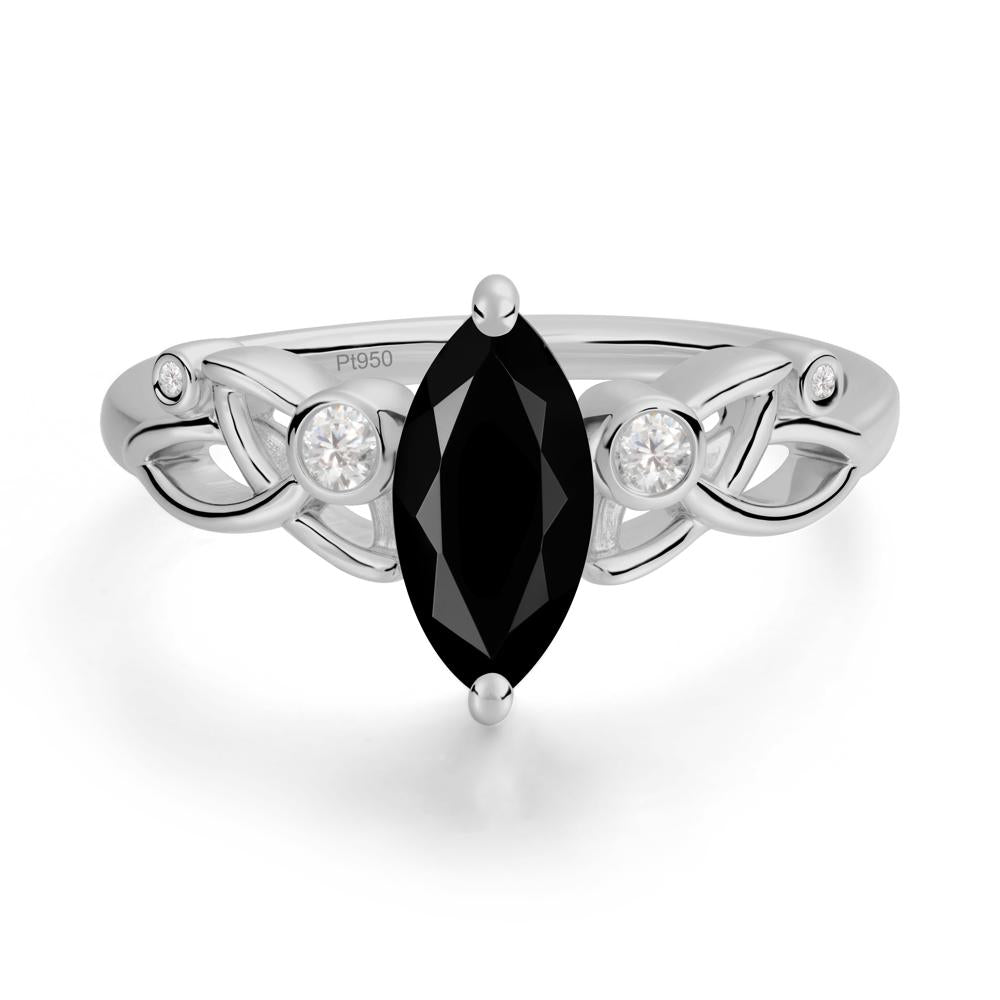 Marquise Cut Black Spinel Celtic Ring - LUO Jewelry #metal_platinum