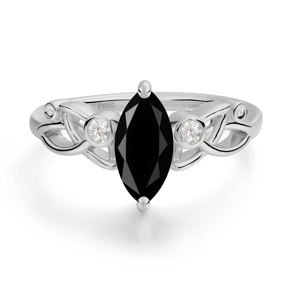 Marquise Cut Black Spinel Celtic Ring - LUO Jewelry #metal_platinum