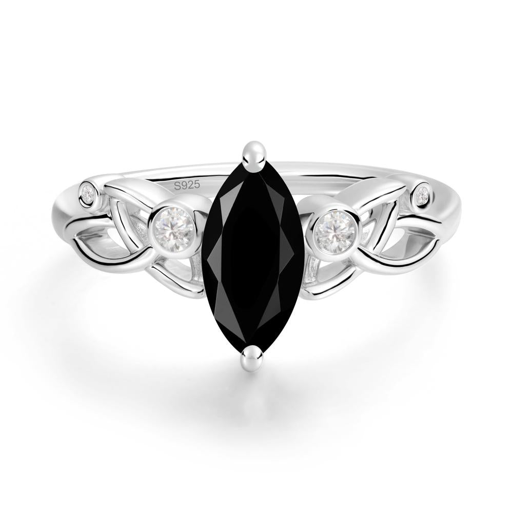 Marquise Cut Black Spinel Celtic Ring - LUO Jewelry #metal_sterling silver