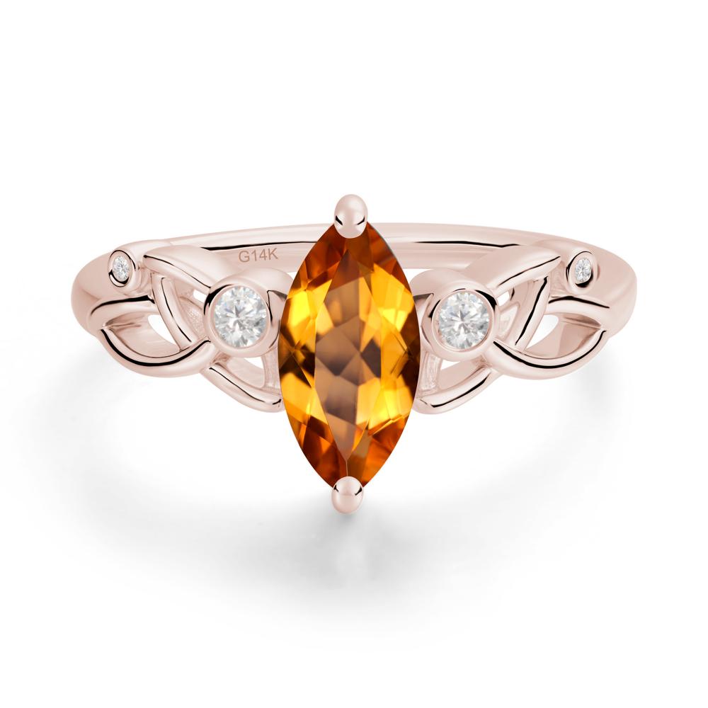 Marquise Cut Citrine Celtic Ring - LUO Jewelry #metal_14k rose gold