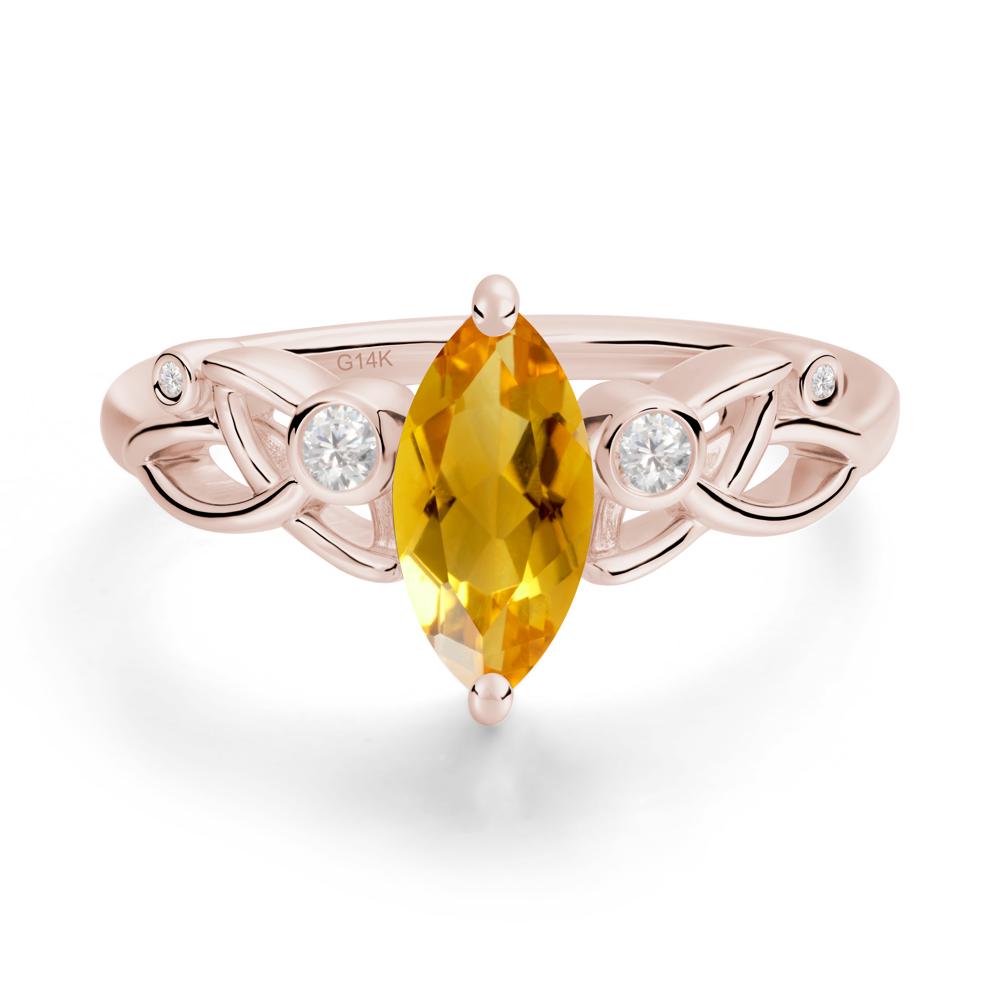 Marquise Cut Citrine Celtic Ring - LUO Jewelry #metal_14k rose gold