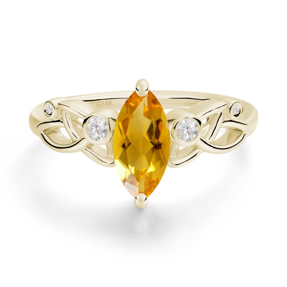 Marquise Cut Citrine Celtic Ring - LUO Jewelry #metal_14k yellow gold