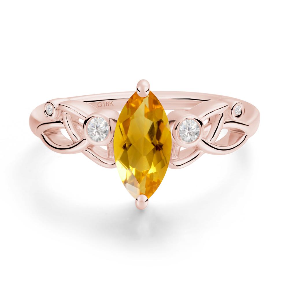 Marquise Cut Citrine Celtic Ring - LUO Jewelry #metal_18k rose gold