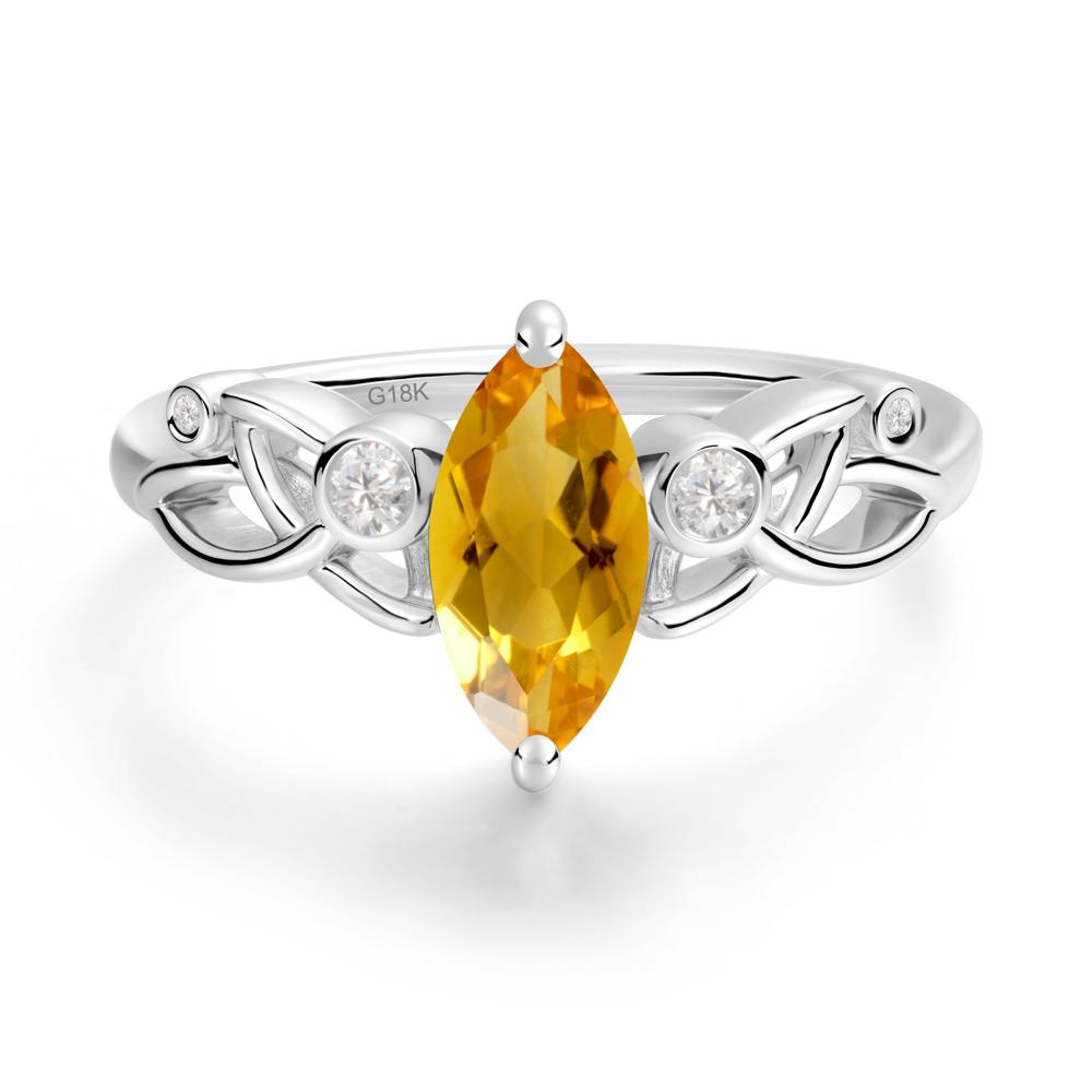 Marquise Cut Citrine Celtic Ring - LUO Jewelry #metal_18k white gold
