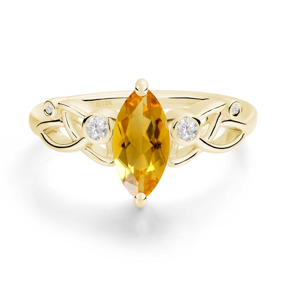 Marquise Cut Citrine Celtic Ring - LUO Jewelry #metal_18k yellow gold