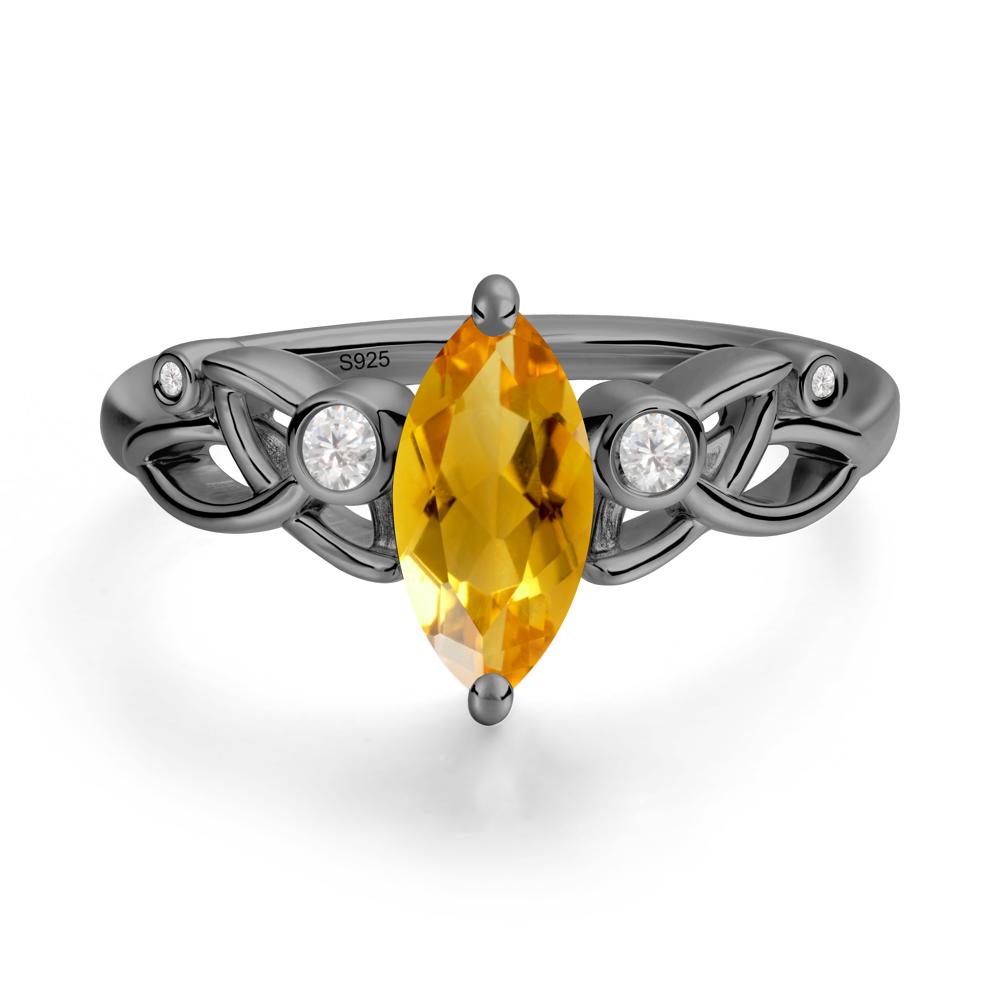 Marquise Cut Citrine Celtic Ring - LUO Jewelry #metal_black finish sterling silver