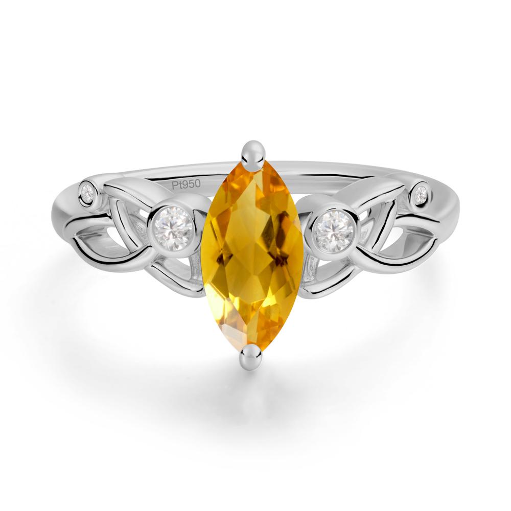 Marquise Cut Citrine Celtic Ring - LUO Jewelry #metal_platinum