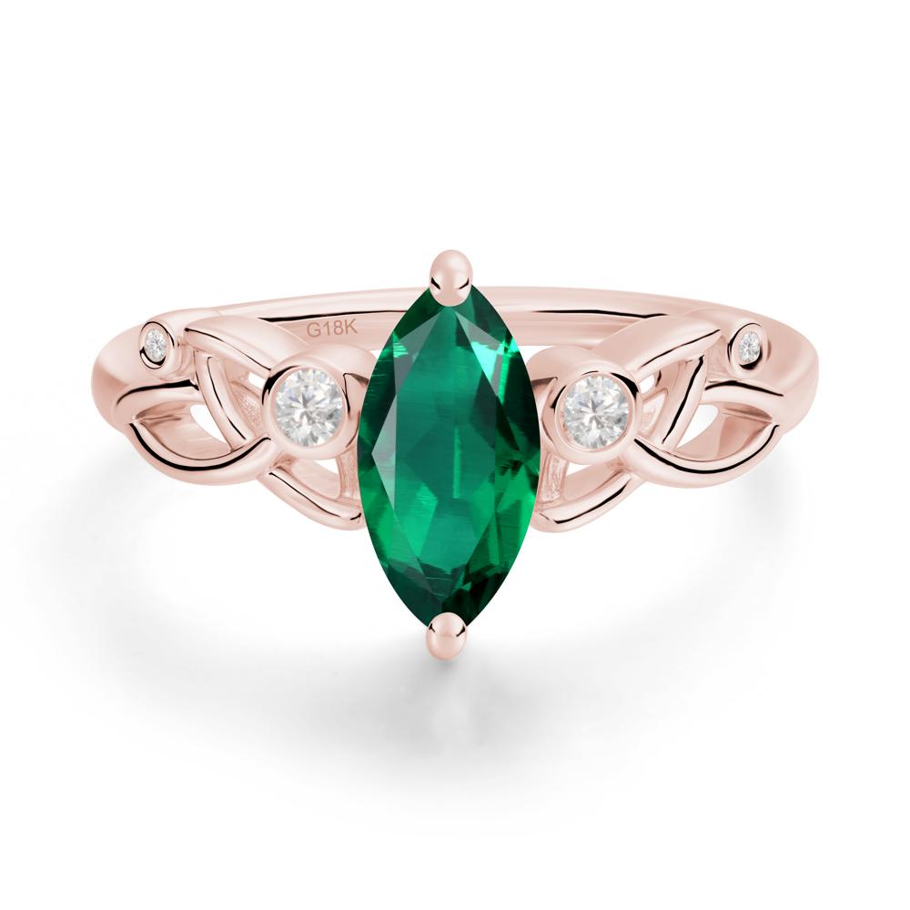 Marquise Cut Emerald Celtic Ring - LUO Jewelry #metal_18k rose gold