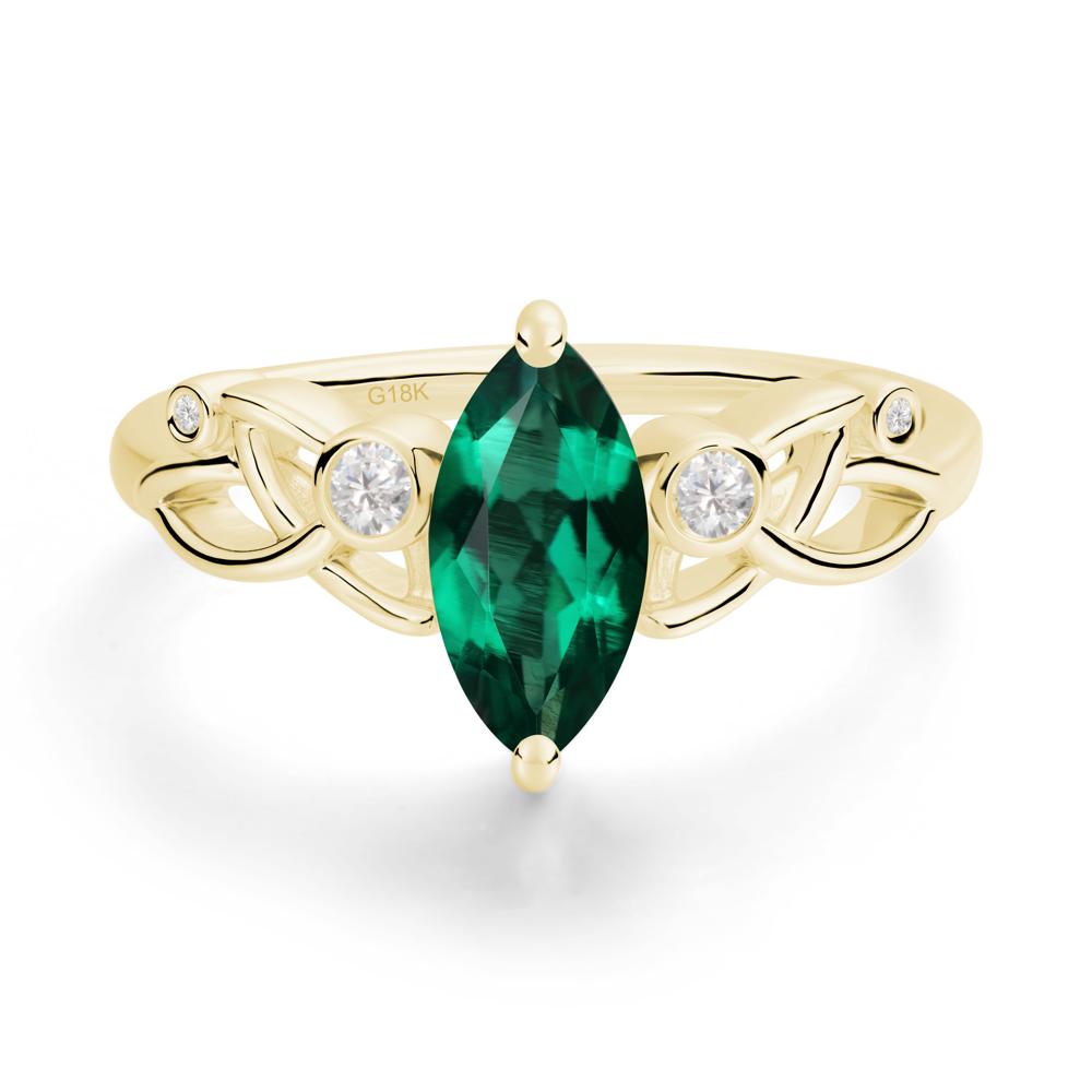 Marquise Cut Emerald Celtic Ring - LUO Jewelry #metal_18k yellow gold