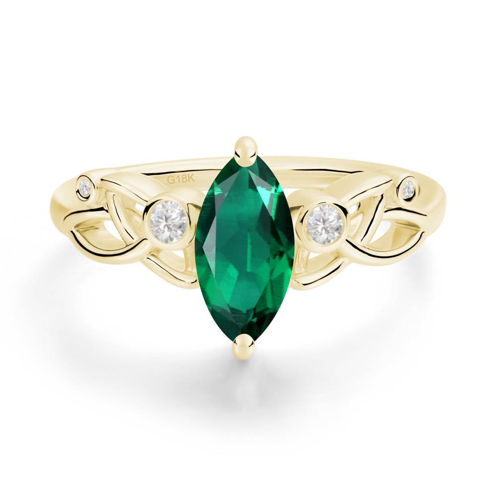 Marquise Cut Emerald Celtic Ring - LUO Jewelry #metal_18k yellow gold