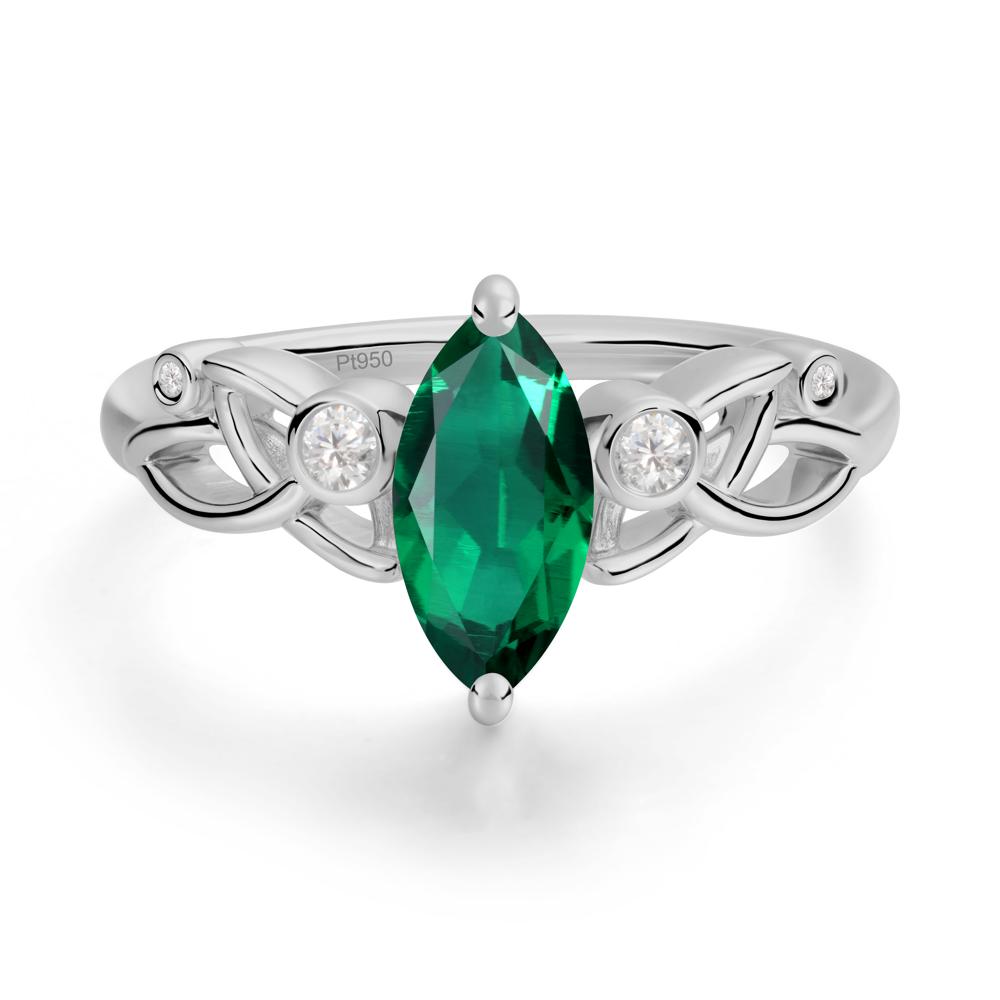 Marquise Cut Emerald Celtic Ring - LUO Jewelry #metal_platinum