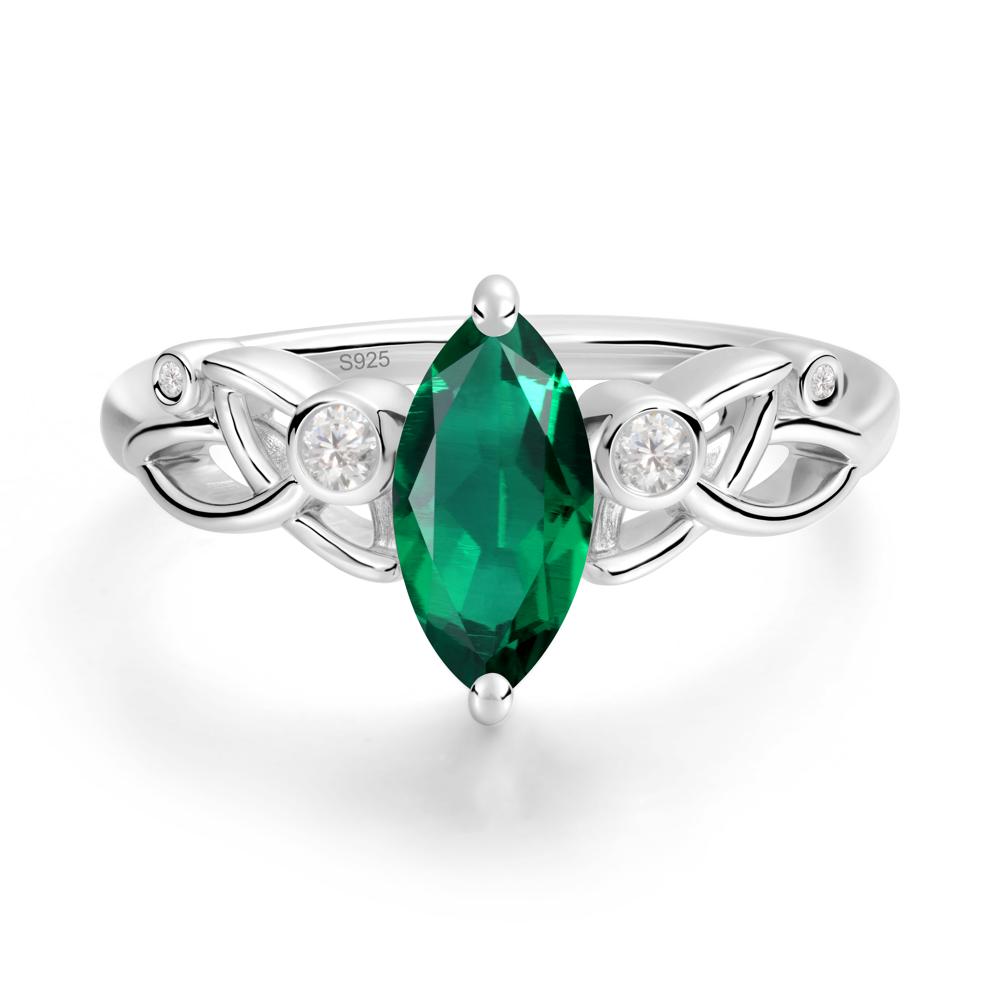 Marquise Cut Emerald Celtic Ring - LUO Jewelry #metal_sterling silver