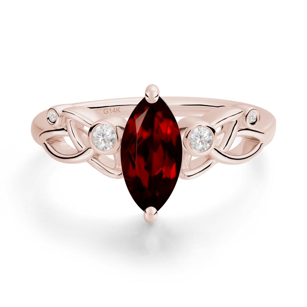 Marquise Cut Garnet Celtic Ring - LUO Jewelry #metal_14k rose gold