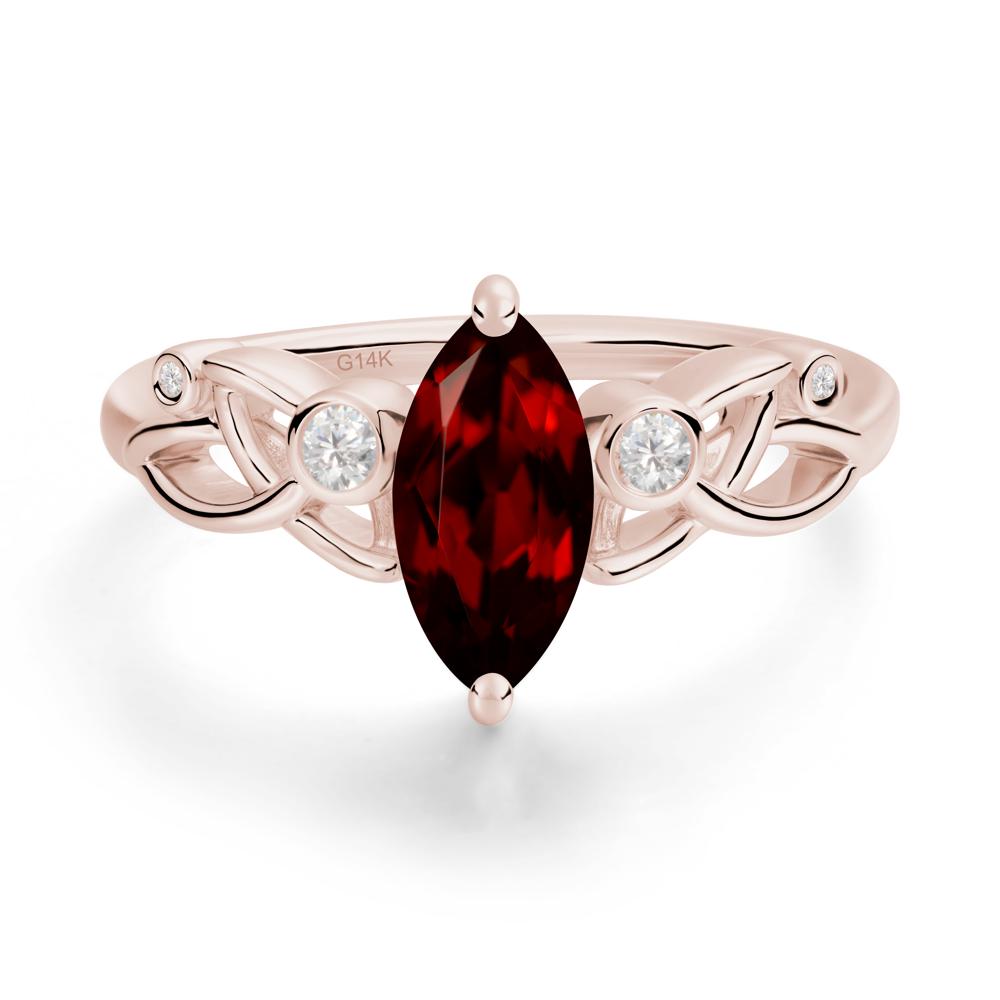 Marquise Cut Garnet Celtic Ring - LUO Jewelry #metal_14k rose gold
