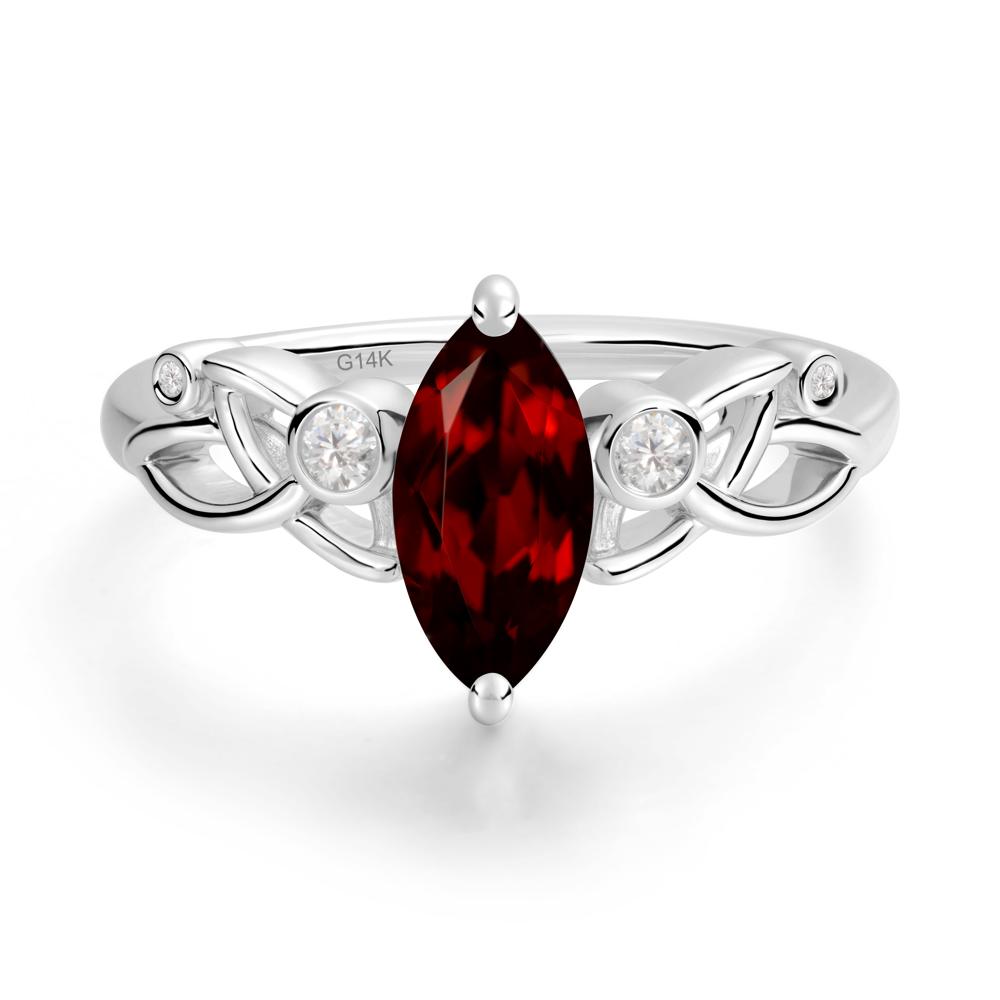 Marquise Cut Garnet Celtic Ring - LUO Jewelry #metal_14k white gold