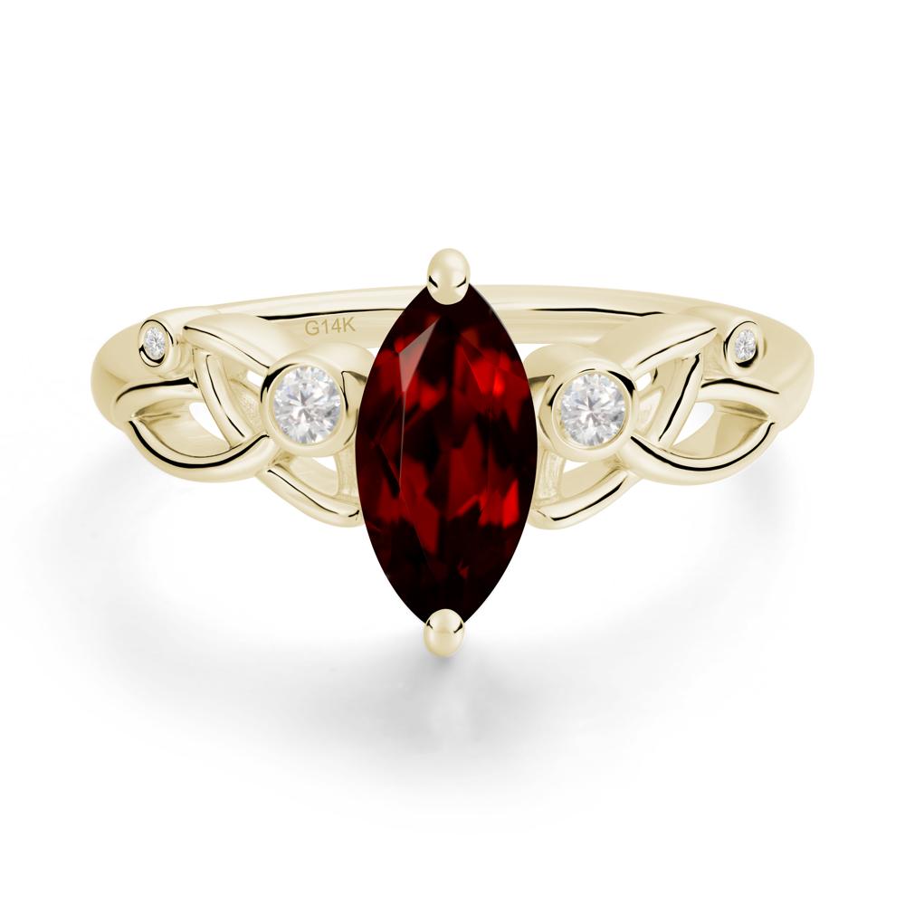 Marquise Cut Garnet Celtic Ring - LUO Jewelry #metal_14k yellow gold