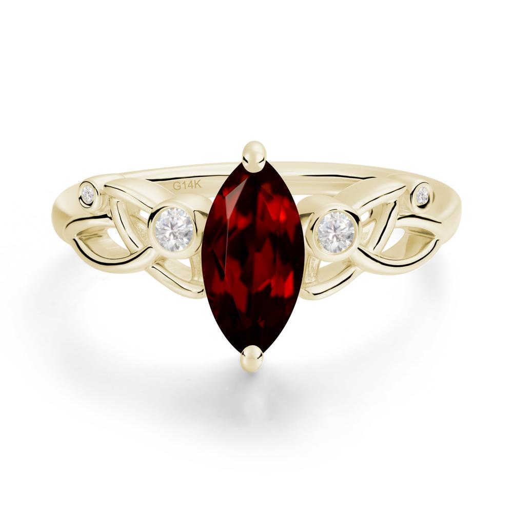 Marquise Cut Garnet Celtic Ring - LUO Jewelry #metal_14k yellow gold