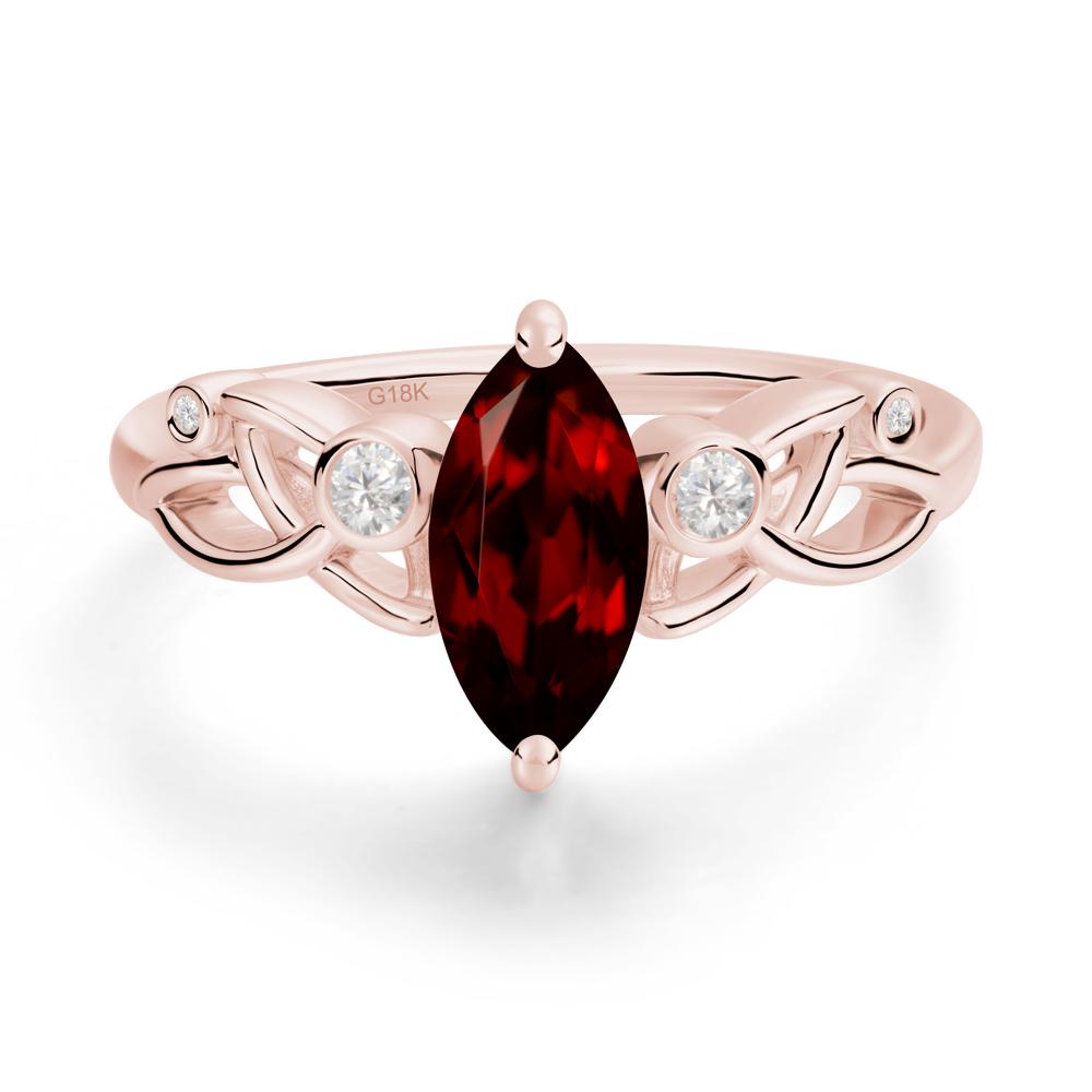Marquise Cut Garnet Celtic Ring - LUO Jewelry #metal_18k rose gold