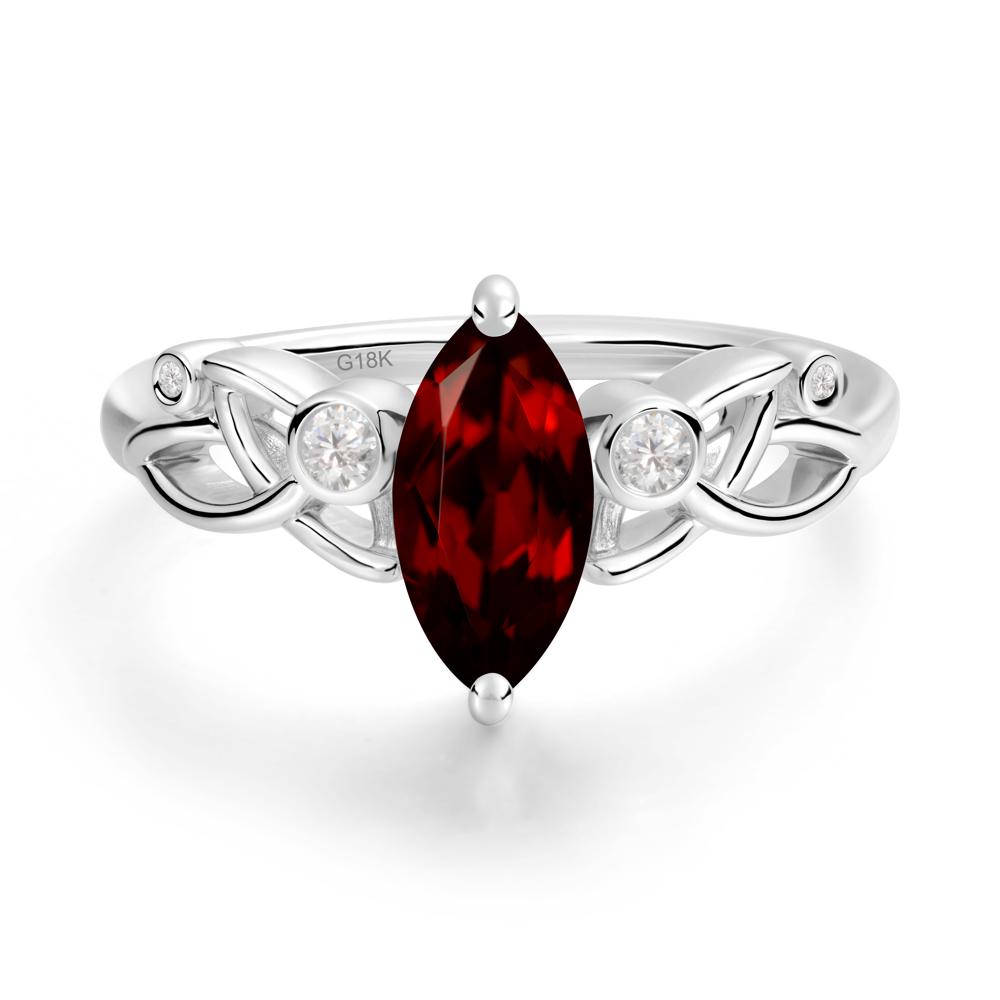 Marquise Cut Garnet Celtic Ring - LUO Jewelry #metal_18k white gold