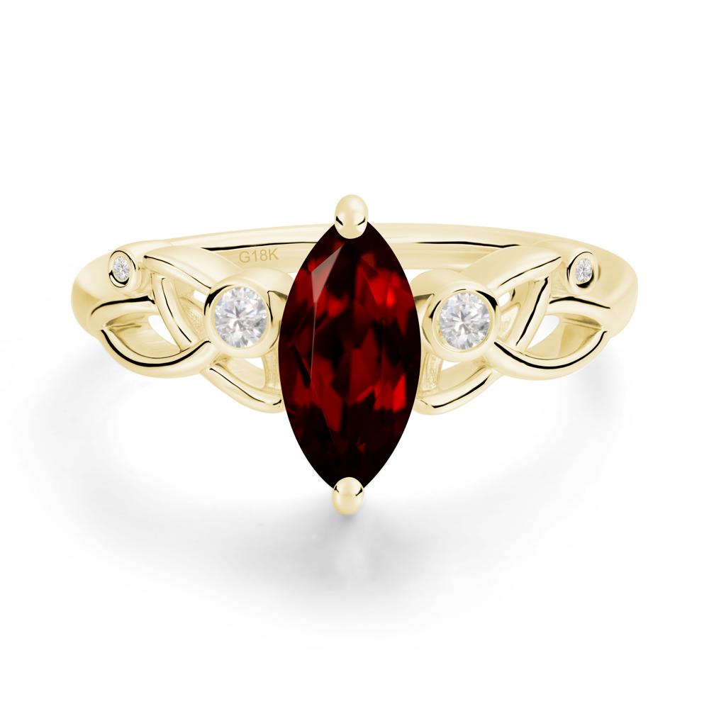 Marquise Cut Garnet Celtic Ring - LUO Jewelry #metal_18k yellow gold