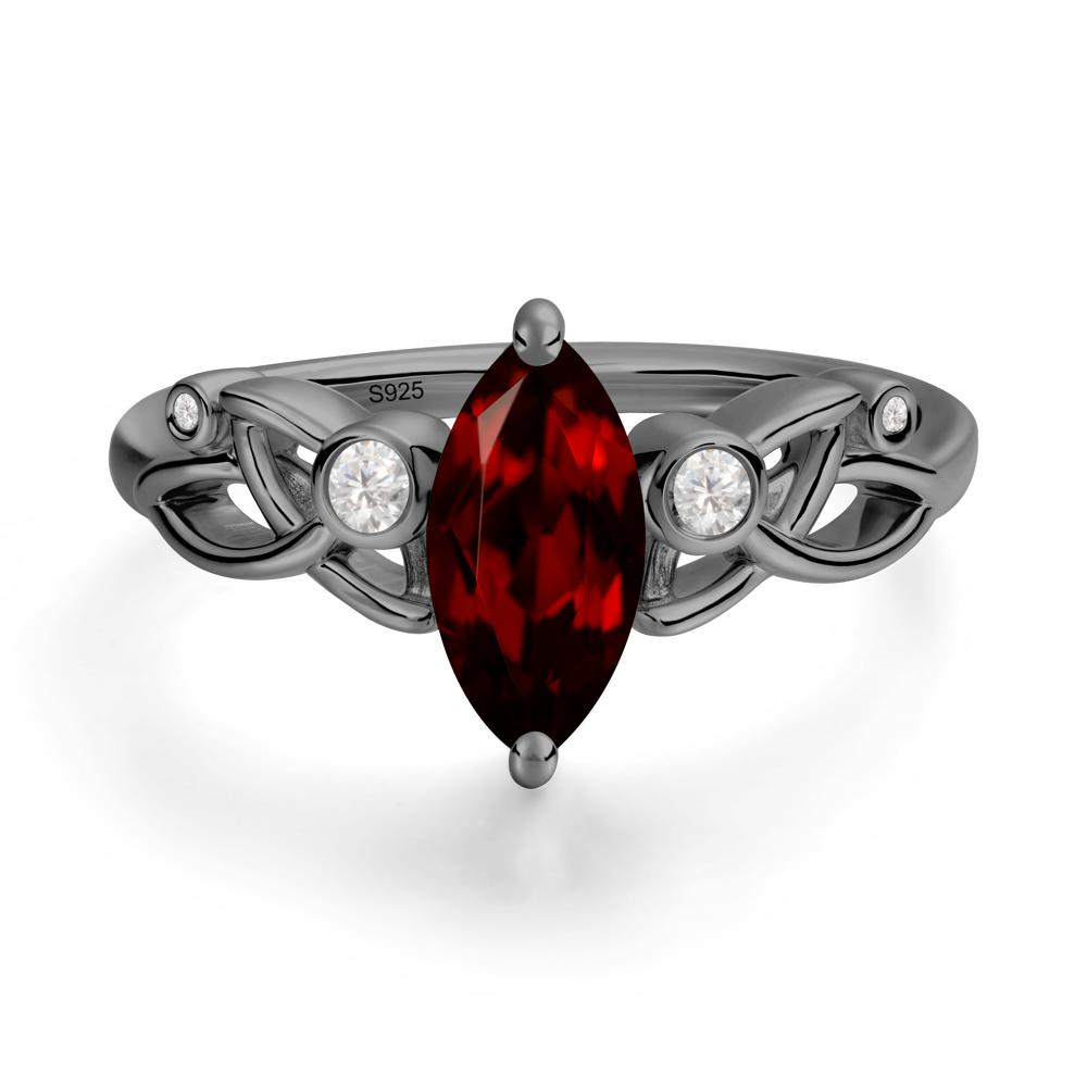 Marquise Cut Garnet Celtic Ring - LUO Jewelry #metal_black finish sterling silver