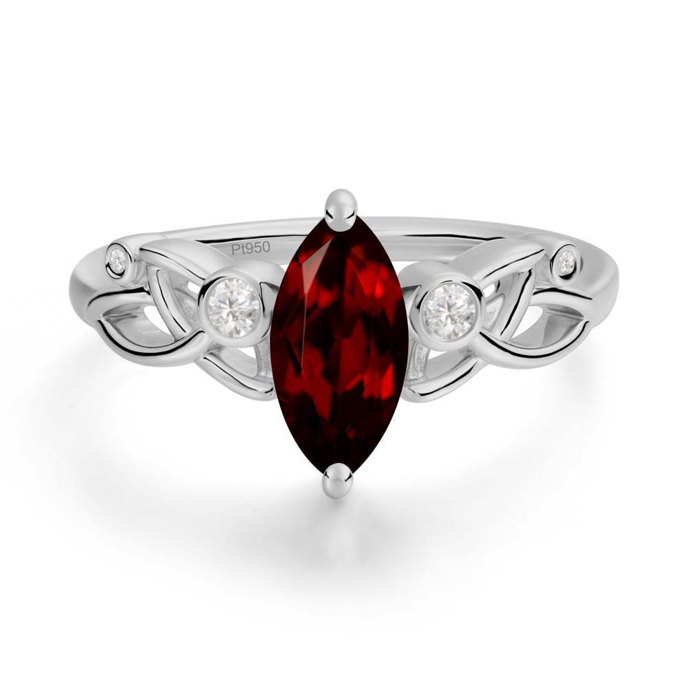 Marquise Cut Garnet Celtic Ring - LUO Jewelry #metal_platinum