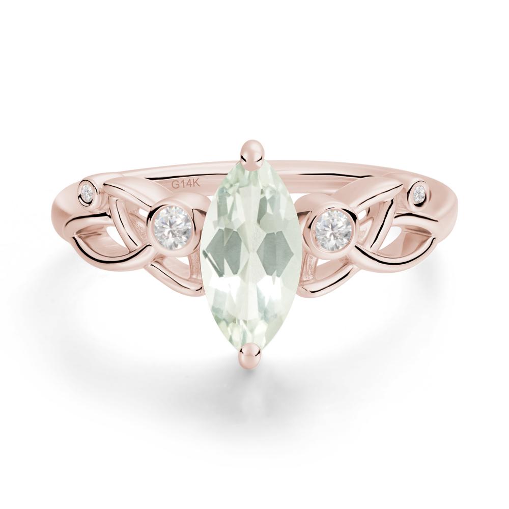 Marquise Cut Green Amethyst Celtic Ring - LUO Jewelry #metal_14k rose gold