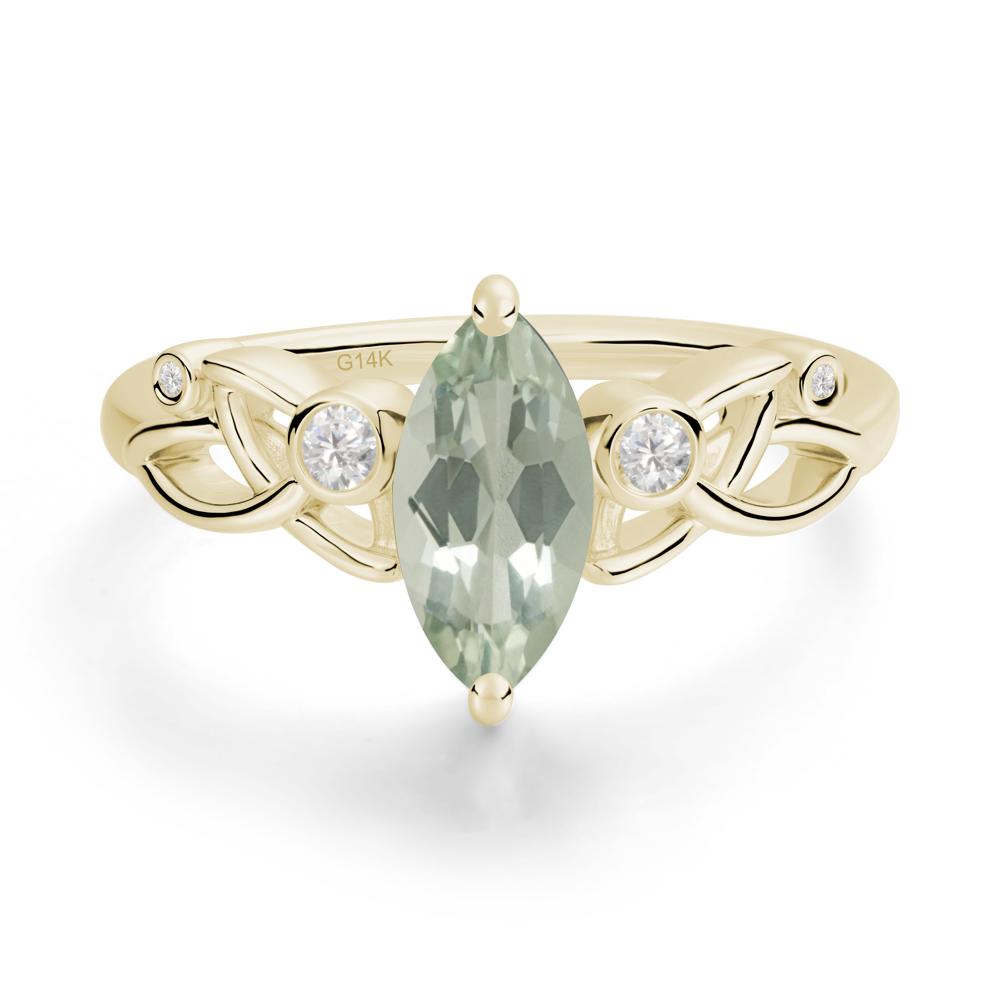 Marquise Cut Green Amethyst Celtic Ring - LUO Jewelry #metal_14k yellow gold
