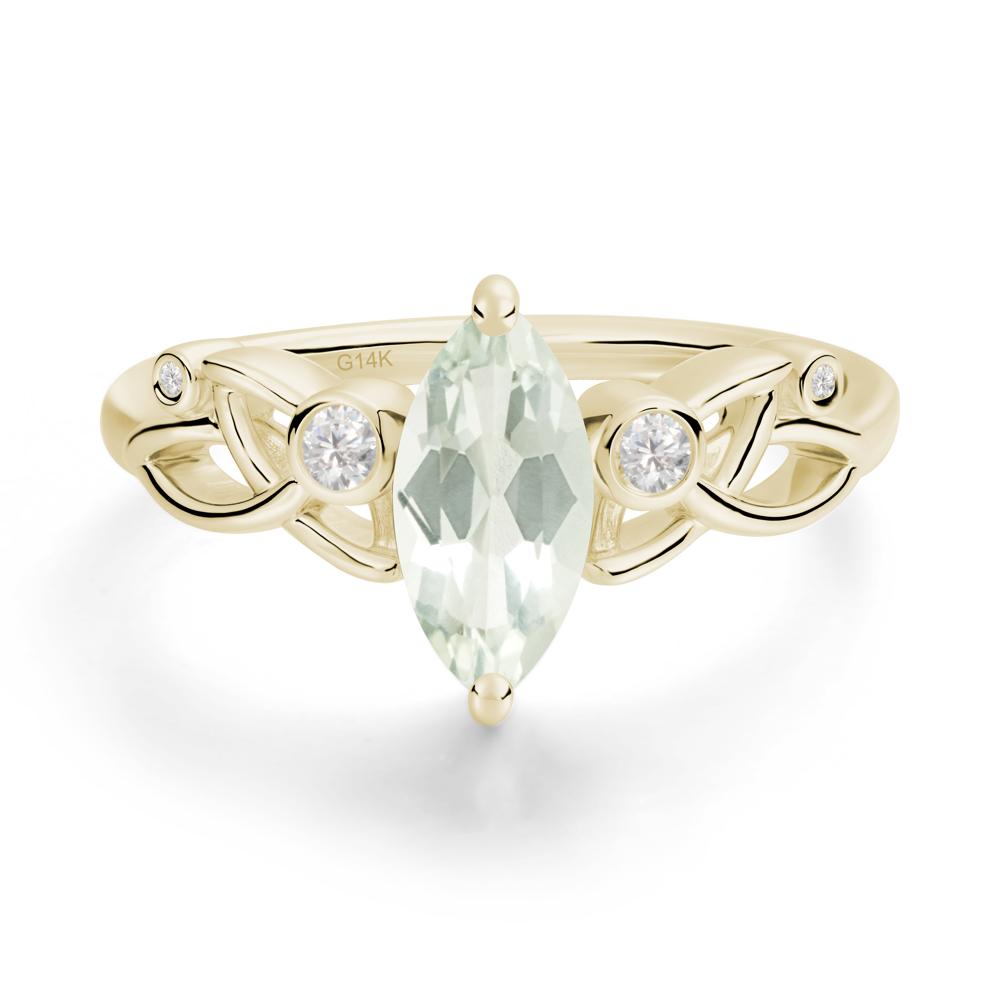 Marquise Cut Green Amethyst Celtic Ring - LUO Jewelry #metal_14k yellow gold