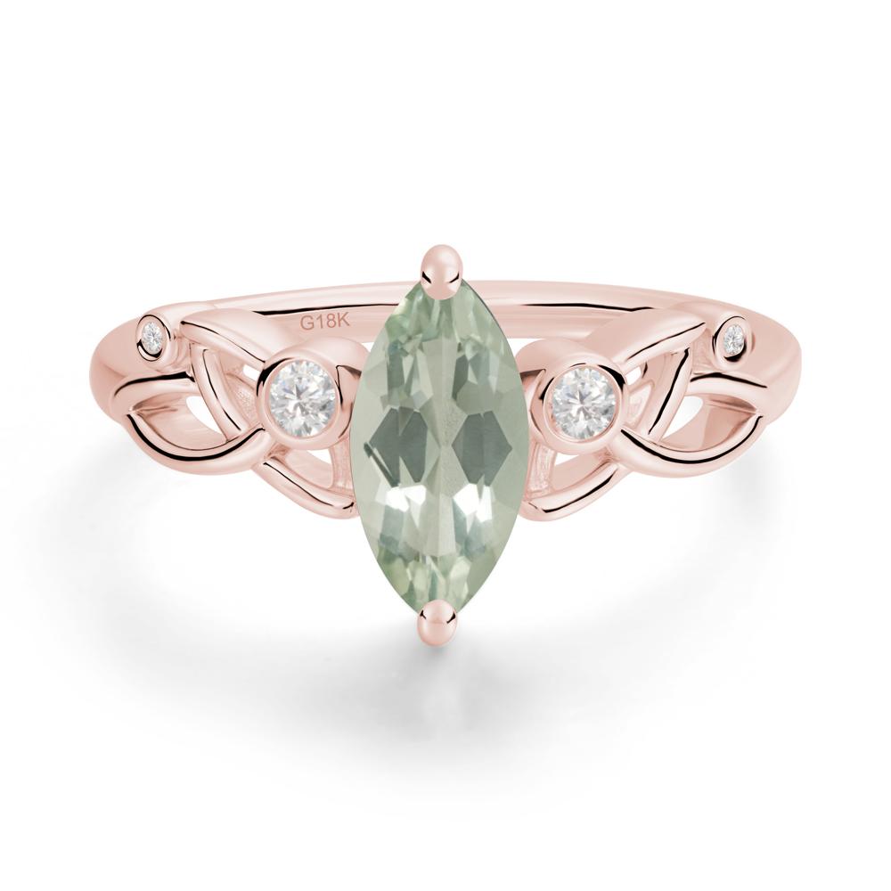 Marquise Cut Green Amethyst Celtic Ring - LUO Jewelry #metal_18k rose gold