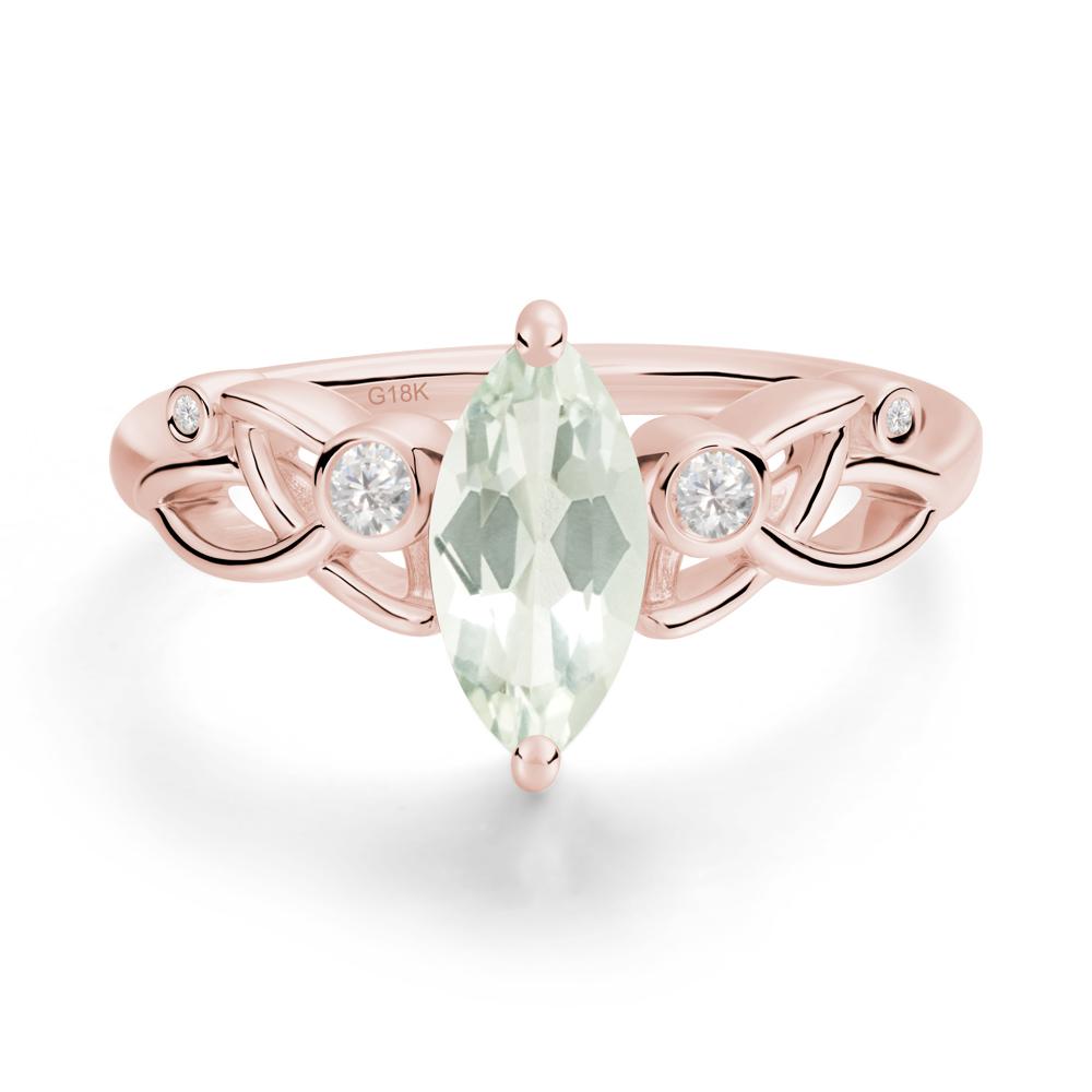 Marquise Cut Green Amethyst Celtic Ring - LUO Jewelry #metal_18k rose gold