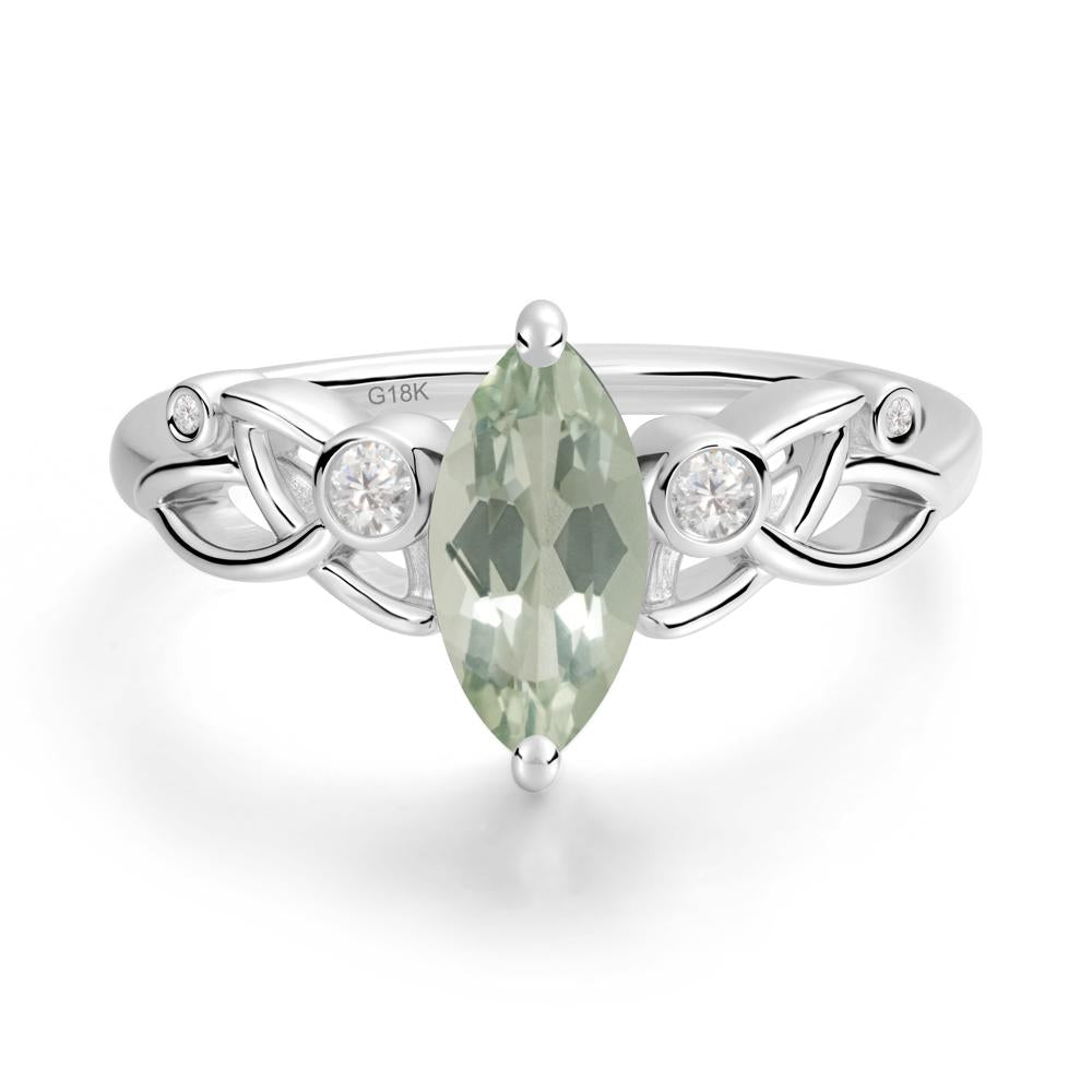 Marquise Cut Green Amethyst Celtic Ring - LUO Jewelry #metal_18k white gold